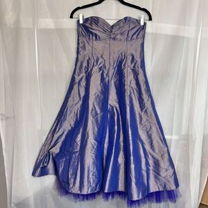 Vintage y2k Elsie Katz Couture iridescent silk midi formal dress sz XS strapless